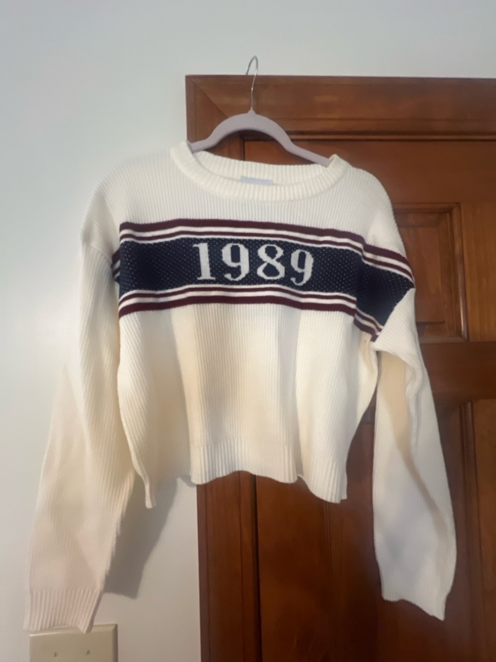 Pink Rose 1989 Sweater Set M Taylor Swift Inspired Varsity Stripe Crop NWT